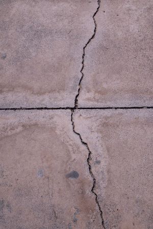 Cracked concrete slab before repair in Charlottesville VA